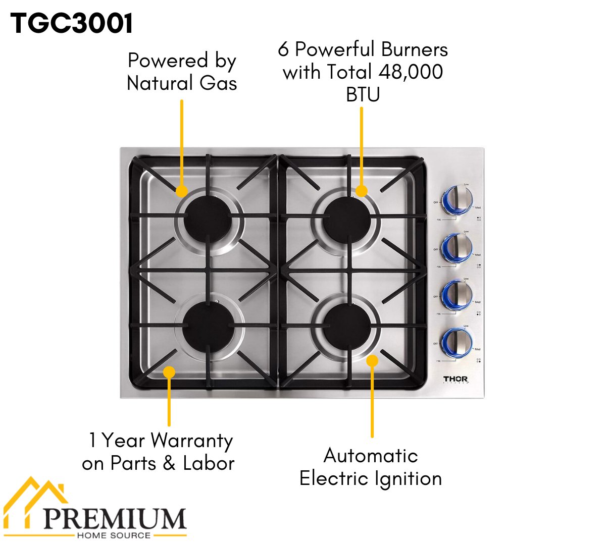 Perfectly Condition Openbox with Super Discount Thor 30 in. Drop - in Natural Gas Cooktop in Stainless Steel, TGC3001 - R - Smart Kitchen Lab