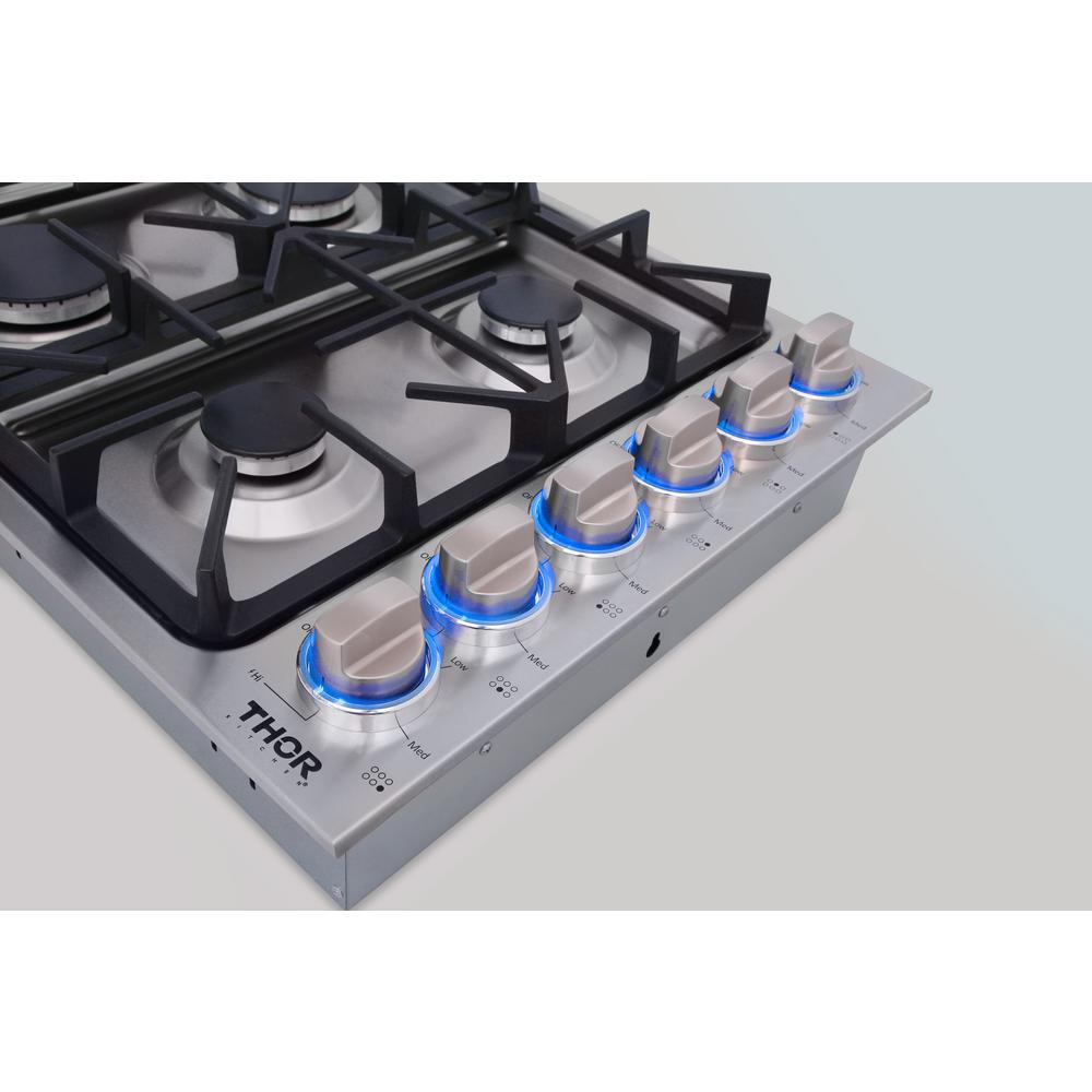 Thor 36 in. Drop - in Natural Gas Cooktop in Stainless Steel, TGC3601 - Smart Kitchen Lab