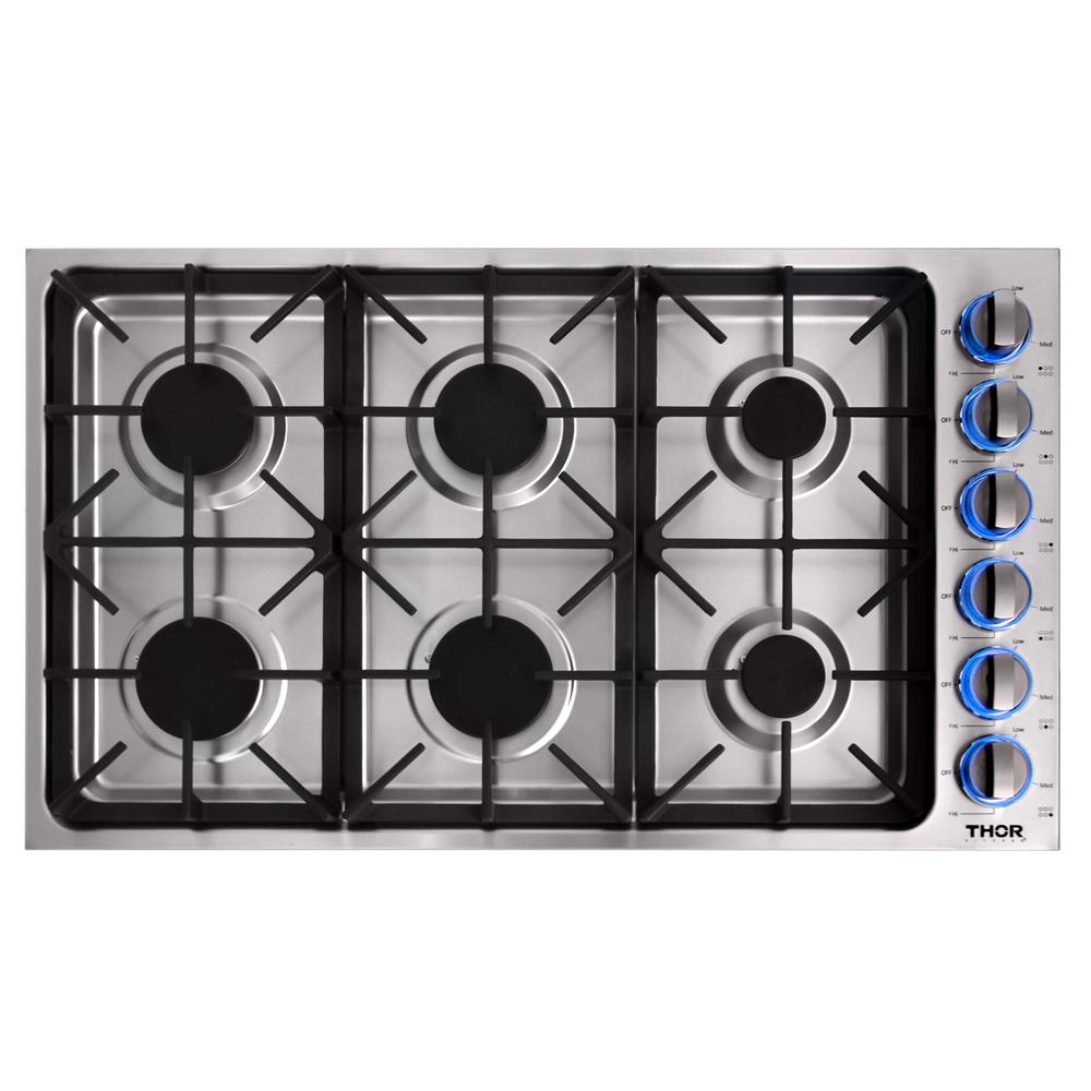 Thor 36 in. Drop - in Natural Gas Cooktop in Stainless Steel, TGC3601 - Smart Kitchen Lab