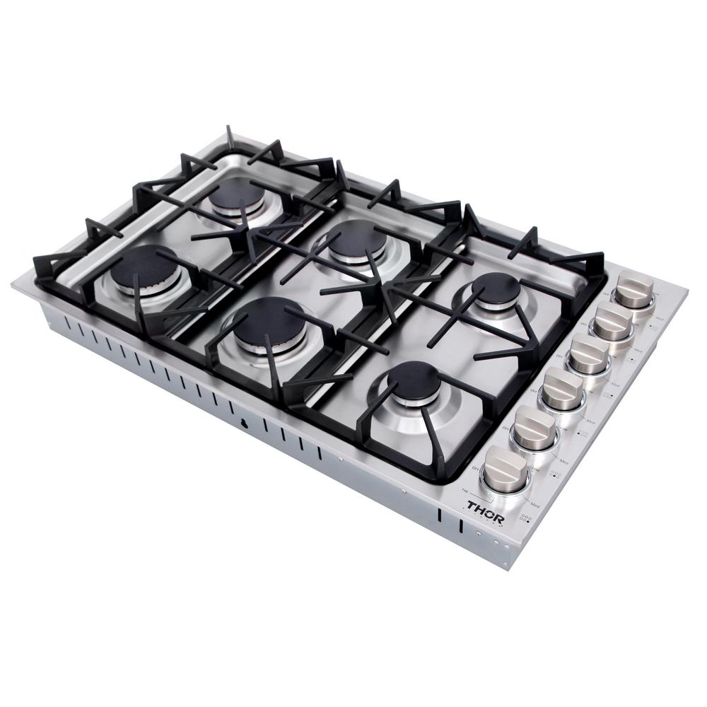 Thor 36 in. Drop - in Natural Gas Cooktop in Stainless Steel, TGC3601 - Smart Kitchen Lab