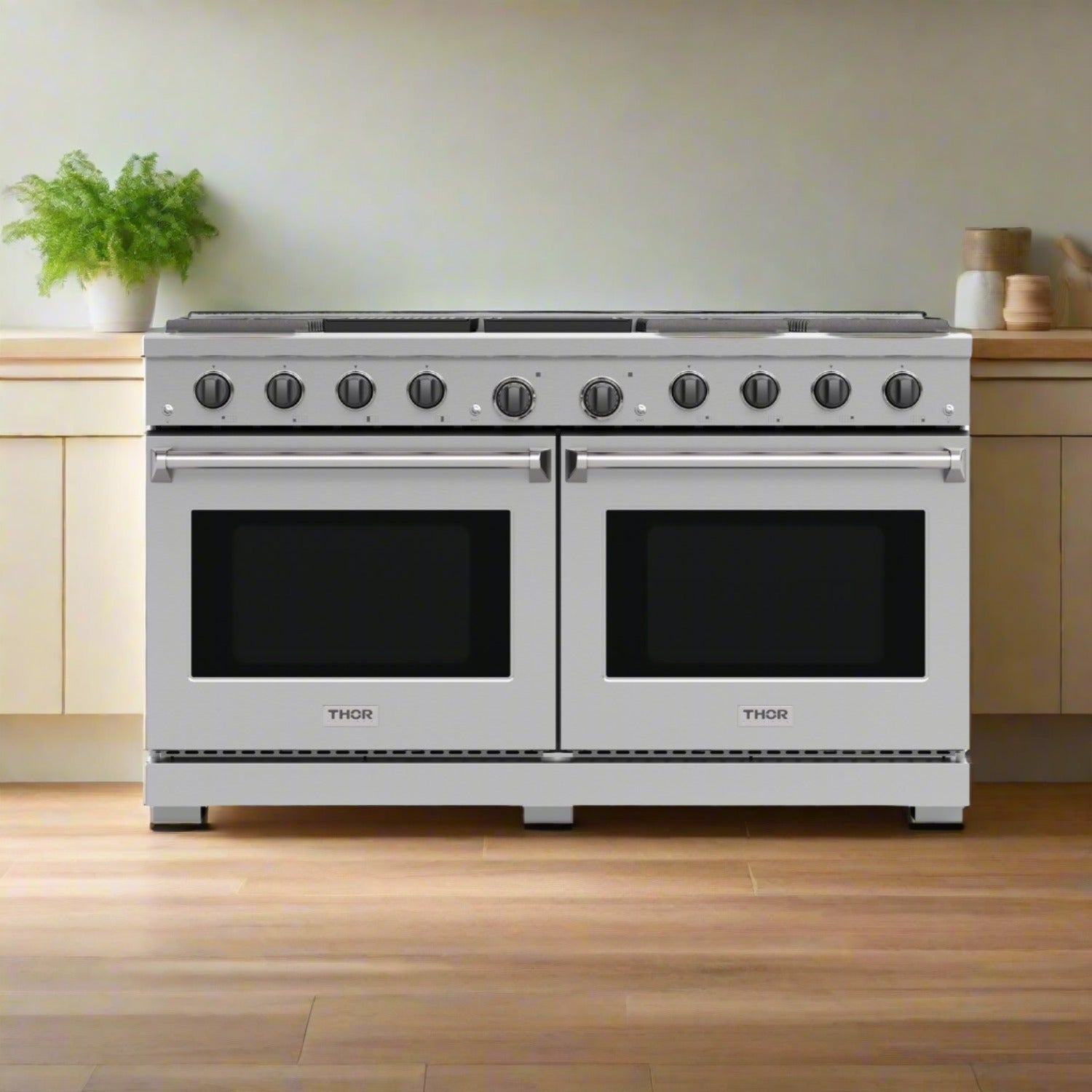 Thor Kitchen 60" 9.6 cu. ft. Professional Natural Gas Range with 8 Burners, LRG60E - Smart Kitchen Lab