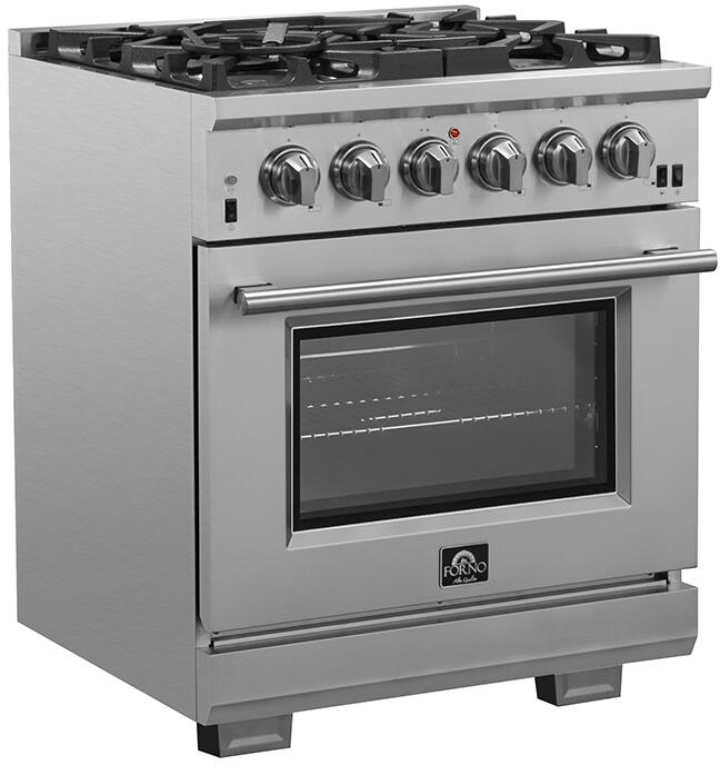 Forno 30″ Pro Series Capriasca Gas Burner / Electric Oven in Stainless Steel 5 Italian Burners, FFSGS6187-30 - Smart Kitchen Lab