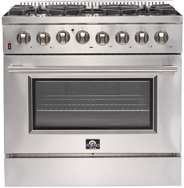 Forno 36″ Galiano Gas Burner / Electric Oven in Stainless Steel 6 Italian Burners, FFSGS6156-36 - Smart Kitchen Lab