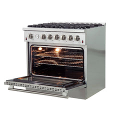 Forno 36 In. Freestanding Gas Range with Airfryer in Stainless Steel, FFSGS6291-36 - Smart Kitchen Lab