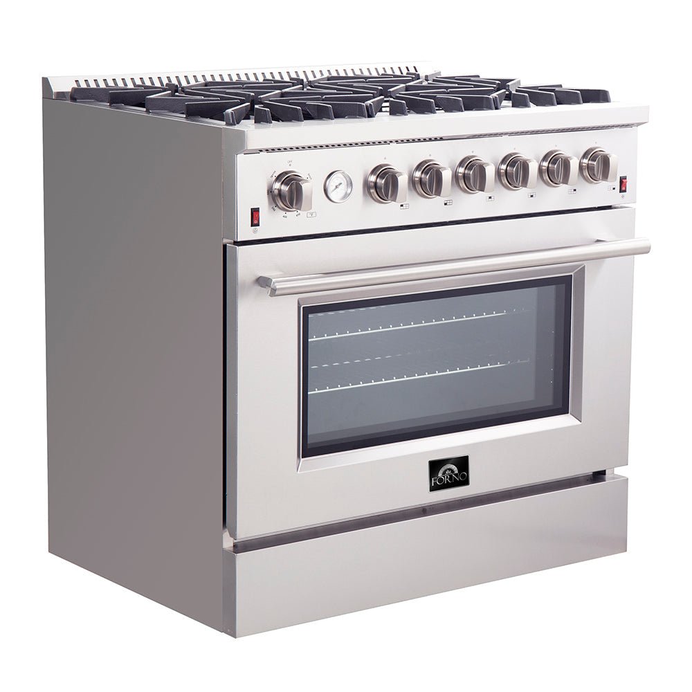 Forno 36 In. Freestanding Gas Range with Airfryer in Stainless Steel, FFSGS6291-36 - Smart Kitchen Lab