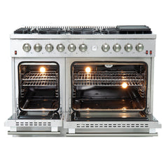 Forno 48 In. Freestanding 6.58 cu. ft. Gas Range with Airfryer in Stainless Steel, FFSGS6291-48 - Smart Kitchen Lab