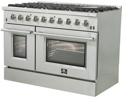 Forno 48 Inch Galiano Gas Range in Stainless Steel 8 Italian Burners, FFSGS6244-48 - Smart Kitchen Lab