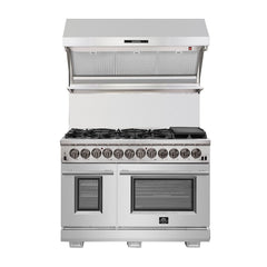 Forno 48″ Pro Series Capriasca Gas Burner / Electric Oven in Stainless Steel 8 Italian Burners, FFSGS6187-48 - Smart Kitchen Lab