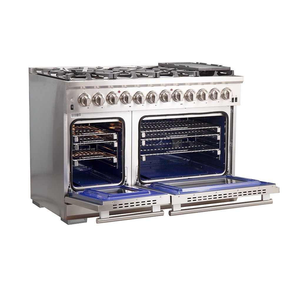 Forno 48″ Pro Series Capriasca Gas Burner / Electric Oven in Stainless Steel 8 Italian Burners, FFSGS6187-48 - Smart Kitchen Lab