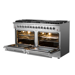 Forno Galiano 60 In. 8.64 cu. ft. Professional Freestanding Dual Fuel Range in Stainless Steel, FFSGS6156-60 - Smart Kitchen Lab