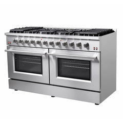 Forno Galiano 60 In. 8.64 cu. ft. Professional Freestanding Gas Range in Stainless Steel, FFSGS6244-60 - Smart Kitchen Lab