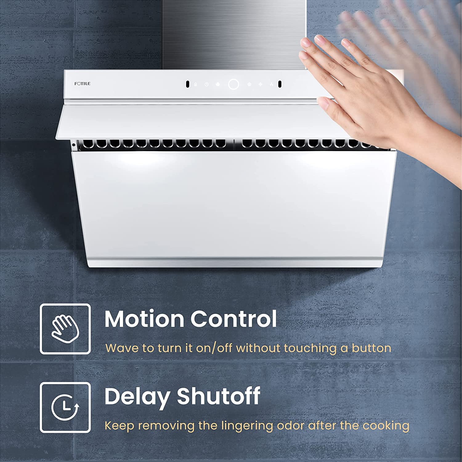 Fotile Slant Vent Series 30 In. 1000 CFM Range Hood in White Tempered Glass, JQG7505-W - Smart Kitchen Lab