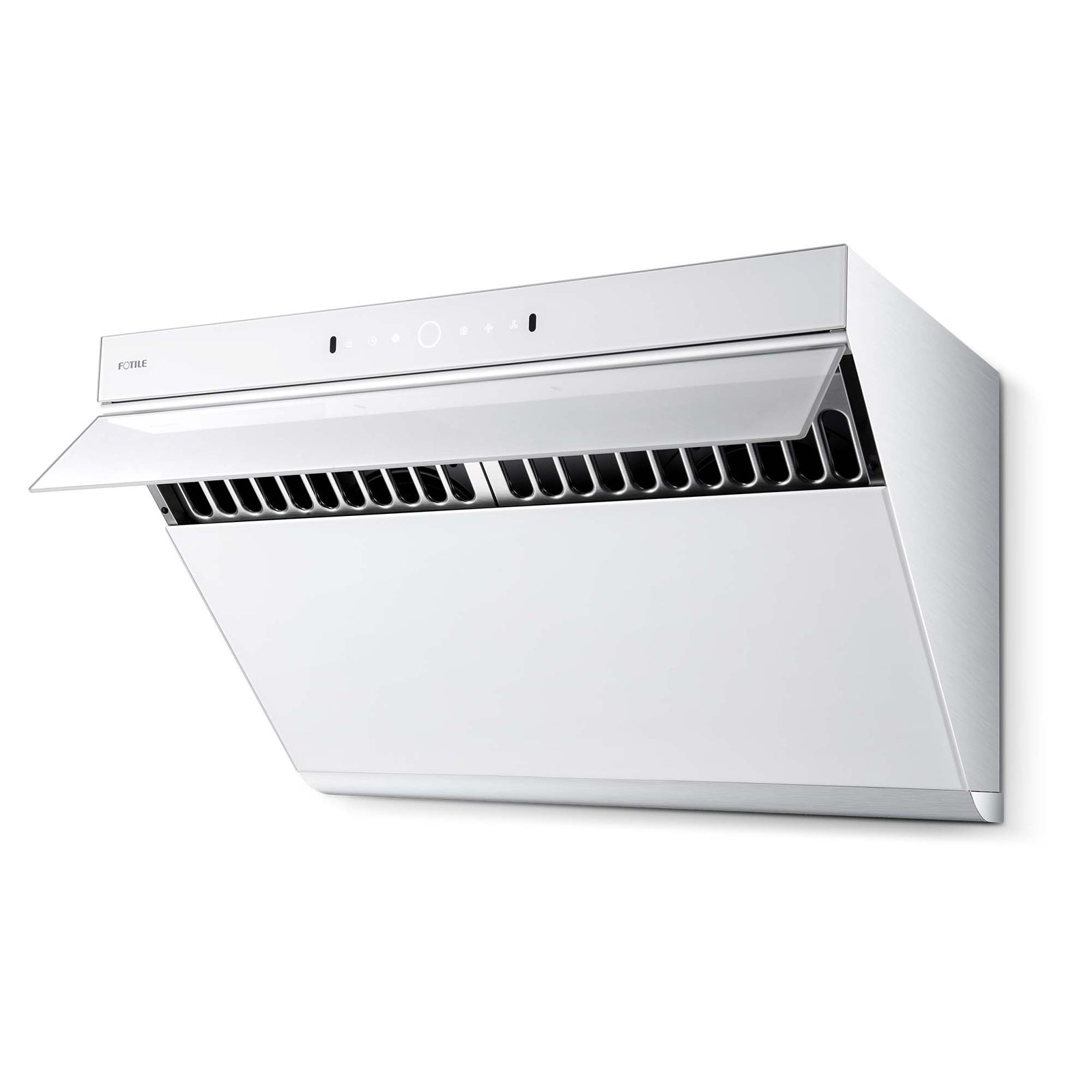 Fotile Slant Vent Series 30 In. 1000 CFM Range Hood in White Tempered Glass, JQG7505-W - Smart Kitchen Lab