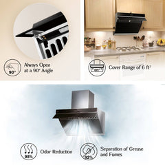 Fotile Slant Vent Series 30 in. 850 CFM Range Hood with Push Buttons in Silver Gray, JQG7502.G - Smart Kitchen Lab