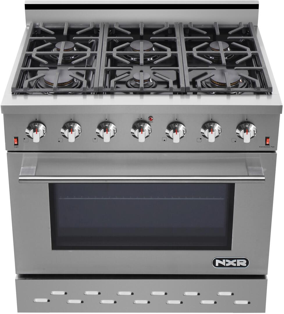 NXR 36 in. 5.5 cu.ft. Pro-Style Natural Gas Range with Convection Oven in Stainless Steel, SC3611 - Smart Kitchen Lab