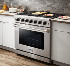 Perfectly Situation Openbox with Supper Discount Thor Kitchen 36 in. 6.0 Cu. Ft Professional Natural Gas Range in Stainless Steel, LRG3601U -R - Smart Kitchen Lab