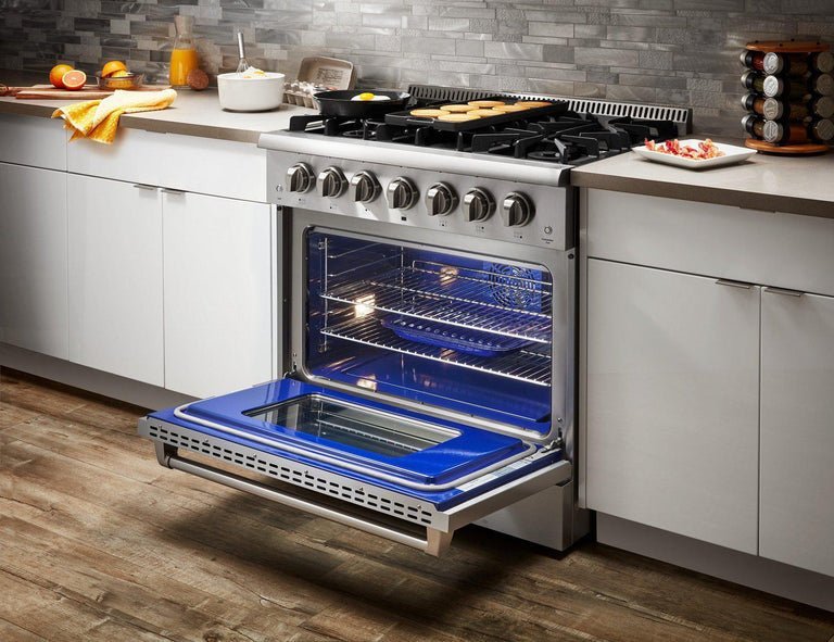 Perfectly Situation Openbox with Supper Discount Thor Kitchen 36 in. Professional Natural Gas Range in Stainless Steel, HRG3618U -R - Smart Kitchen Lab