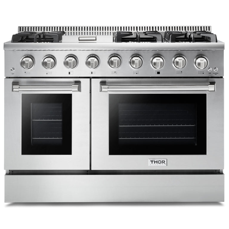 Perfectly Situation Openbox with Supper Discount Thor Kitchen 48 in. 6.7 cu. ft. Professional Natural Gas Range in Stainless Steel, HRG4808U -R - Smart Kitchen Lab