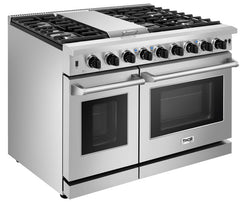 Perfectly Situation Openbox with Supper Discount Thor Kitchen 48 in. 6.8 cu. ft. Double Oven Propane Gas Range in Stainless Steel, LRG4807ULP -R - Smart Kitchen Lab