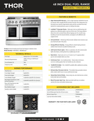 Perfectly Situation Openbox with Supper Discount Thor Kitchen 48 in. Natural Gas Burner, Electric Oven 6.7 cu. ft. Range in Stainless Steel, HRD4803U -R - Smart Kitchen Lab