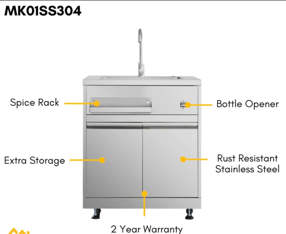 Perfectly Situation Openbox with Supper Discount Thor Kitchen Outdoor Kitchen Sink Center, MK01SS304 -R - Smart Kitchen Lab