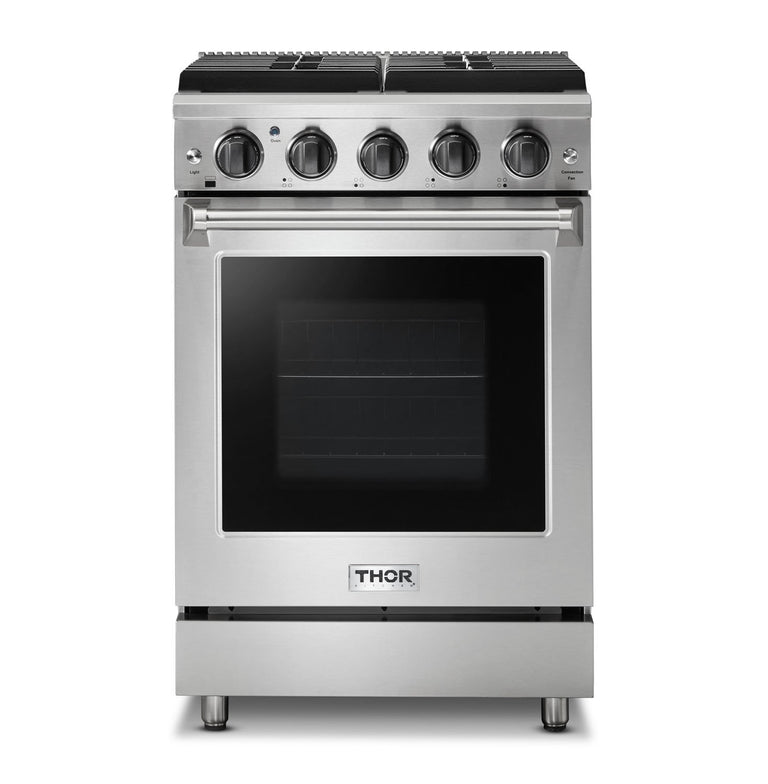 Thor Kitchen 24 inches Standard Professional Appliances 3-Piece: 24 inches Standard Professional Range,Stainless Steel Range Hood,French Door Refrigerator, AP-24-sd-3 - Smart Kitchen Lab