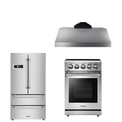 Thor Kitchen 24 inches Standard Professional Appliances 3-Piece: 24 inches Standard Professional Range,Stainless Steel Range Hood,French Door Refrigerator, AP-24-sd-3 - Smart Kitchen Lab