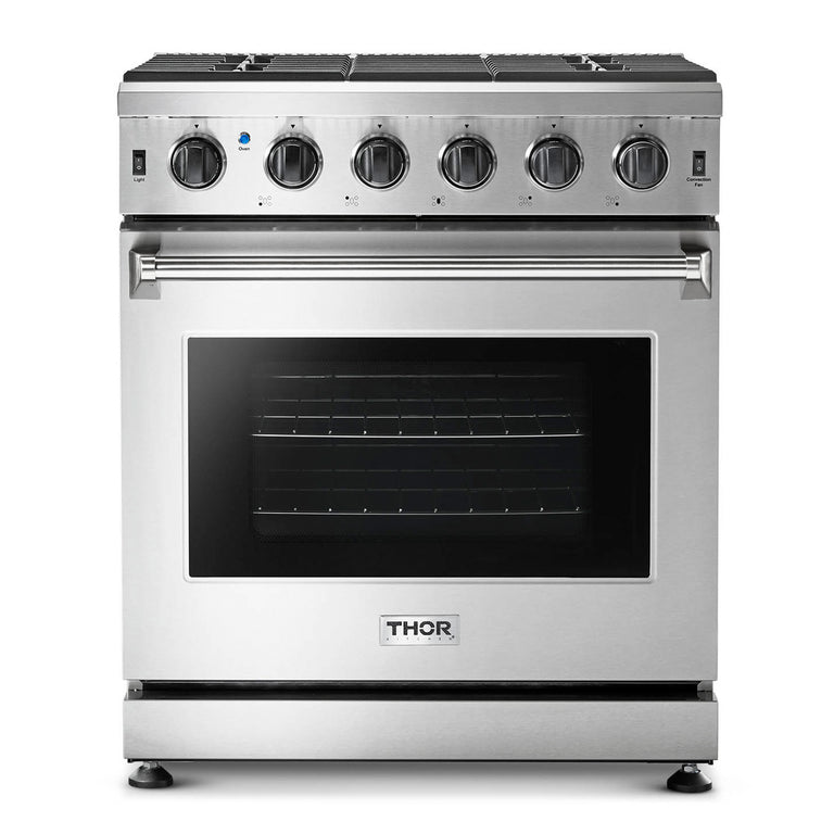 Thor Kitchen 30 in. 4.55 cu. ft. Professional Natural Gas Range in Stainless Steel, LRG3001U - Smart Kitchen Lab