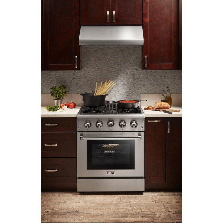 Thor Kitchen 30 in. Natural Gas Burner/Electric Oven Range in Stainless Steel, HRD3088U - Smart Kitchen Lab