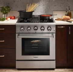 Thor Kitchen 30 in. Natural Gas Burner/Electric Oven Range in Stainless Steel, HRD3088U - Smart Kitchen Lab