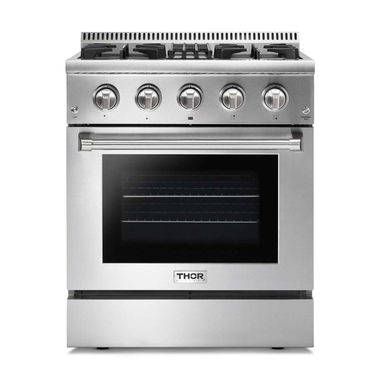 Thor Kitchen 30 in. Natural Gas Burner/Electric Oven Range in Stainless Steel, HRD3088U - Smart Kitchen Lab