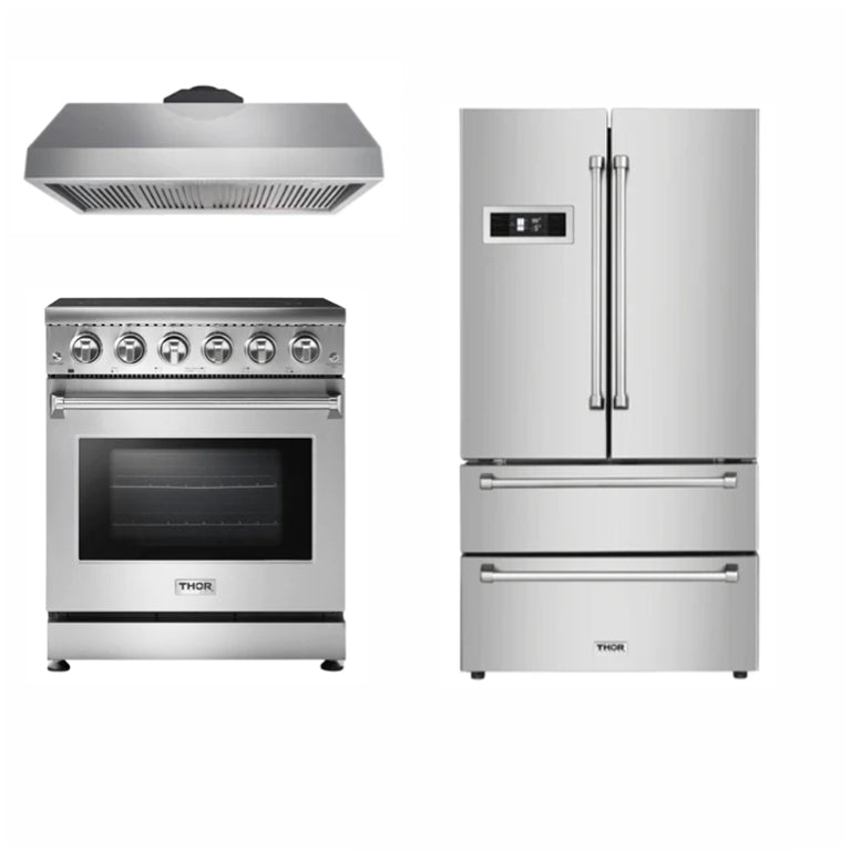 Thor Kitchen 30 inches High Qulity Professional Appliances 3-Piece: 30 inches High Qulity Professional Range,Stainless Steel Range Hood,French Door Refrigerator, Ap-30-hq-3 - Smart Kitchen Lab