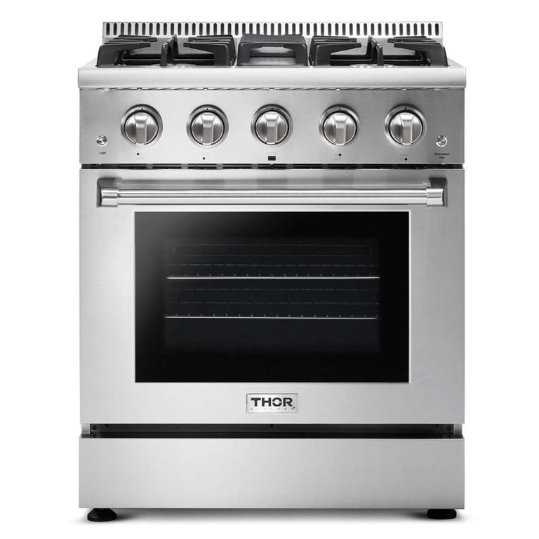 Thor Kitchen 30 inches High Qulity Professional Appliances 4-Piece: 30 inches High Qulity Professional Range,Stainless Steel Range Hood,French Door Refrigerator,Dishwasher, Ap-30-hq-4 - Smart Kitchen Lab