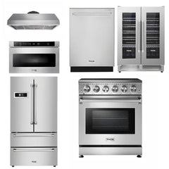 Thor Kitchen 30 inches High Qulity Professional Appliances 6-Piece: 30 inches High Qulity Professional Range,Stainless Steel Range Hood,French Door Refrigerator,Dishwasher,Microwave,Winecooler, Ap-30-hq-6 - Smart Kitchen Lab