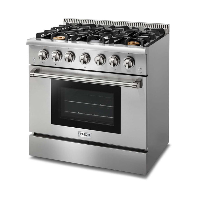 Thor Kitchen 36 in. 5.2 cu. ft. Professional Propane Gas Range in Stainless Steel, HRG3618ULP - Smart Kitchen Lab