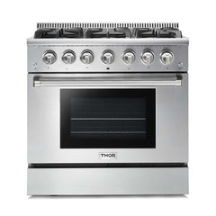 Thor Kitchen 36 in. 5.2 cu. ft. Professional Propane Gas Range in Stainless Steel, HRG3618ULP - Smart Kitchen Lab