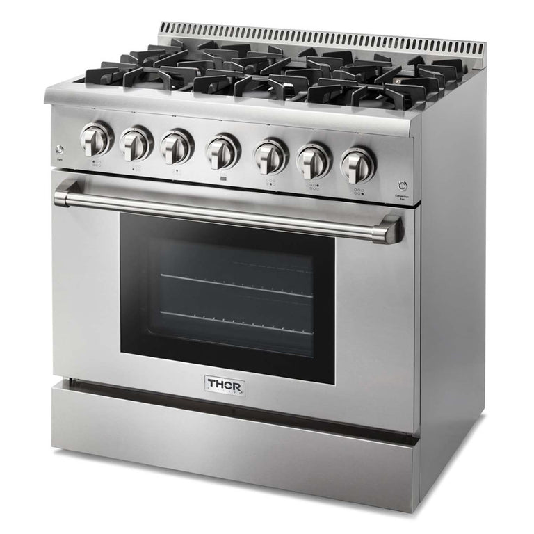 Thor Kitchen 36 in. Propane Gas Burner/Electric Oven Range in Stainless Steel, HRD3606ULP - Smart Kitchen Lab