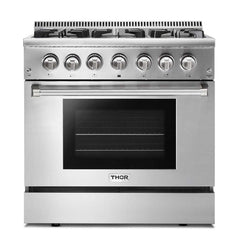 Thor Kitchen 36 inches High Qulity Professional Appliances 4-Piece: 36 inches High Qulity Professional Range,Stainless Steel Range Hood,French Door Refrigerator,Dishwasher, Ap-36-hq-4 - Smart Kitchen Lab