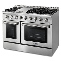 Thor Kitchen 48 in. 6.7 cu. ft. Professional Natural Gas Range in Stainless Steel, HRG4808U - Smart Kitchen Lab