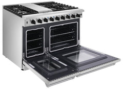 Thor Kitchen 48 in. 6.8 cu. ft. Double Oven Natural Gas Range in Stainless Steel, LRG4807U - Smart Kitchen Lab