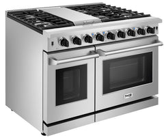Thor Kitchen 48 in. 6.8 cu. ft. Double Oven Propane Gas Range in Stainless Steel, LRG4807ULP - Smart Kitchen Lab