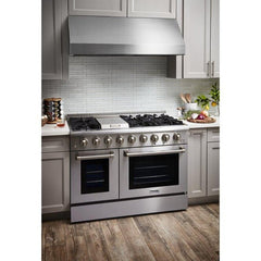 Thor Kitchen 48 in. Natural Gas Burner, Electric Oven 6.7 cu. ft. Range in Stainless Steel, HRD4803U - Smart Kitchen Lab