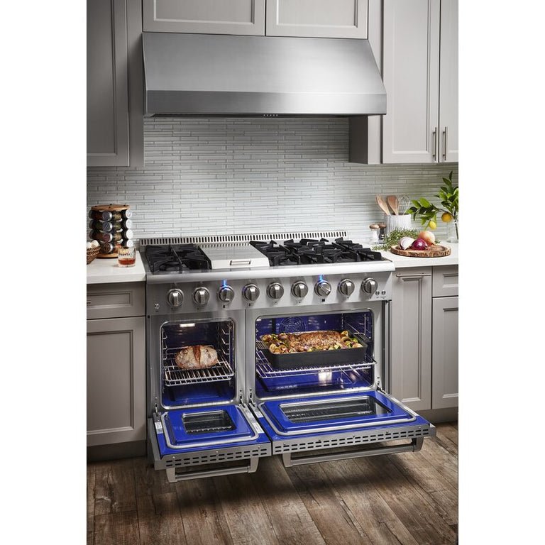 Thor Kitchen 48 in. Propane Gas Burner/Electric Oven 6.7 cu. ft. Range in Stainless Steel, HRD4803ULP - Smart Kitchen Lab