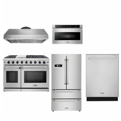 Thor Kitchen 48 inches High Qulity Professional Appliances 5-Piece: 48 inches High Qulity Professional Range,Stainless Steel Range Hood,French Door Refrigerator,Dishwasher,Microwave, Ap-48-hq-5 - Smart Kitchen Lab