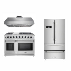 Thor Kitchen 48 inches Standard Professional Appliances 3-Piece: 48 inches Standard Professional Range,Stainless Steel Range Hood,French Door Refrigerator, AP-48-sd-3 - Smart Kitchen Lab