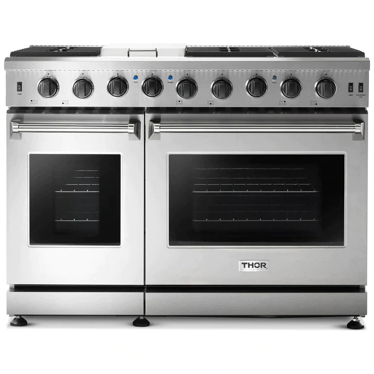 Thor Kitchen 48 inches Standard Professional Appliances 3-Piece: 48 inches Standard Professional Range,Stainless Steel Range Hood,French Door Refrigerator, AP-48-sd-3 - Smart Kitchen Lab