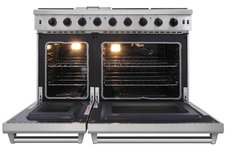 Thor Kitchen Package - 48 Gas Range, Range Hood, Dishwasher, Refrigerator  with Water and Ice Dispenser, AP-LRG4807U-10