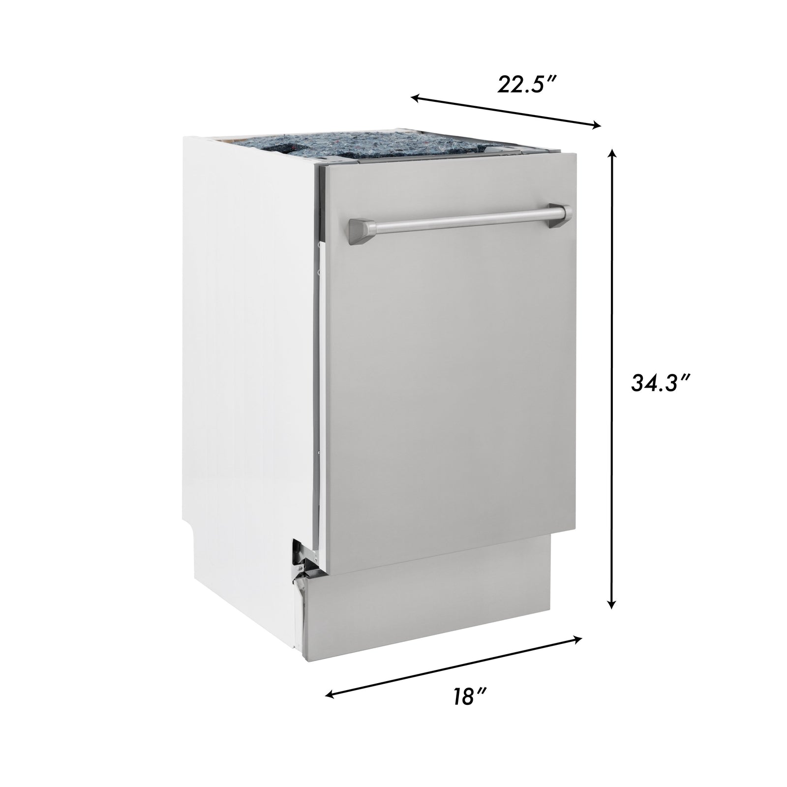ZLINE 18 in. Top Control Tall Dishwasher in Stainless Steel with 3rd Rack, DWV-304-18 - Smart Kitchen Lab
