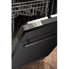 ZLINE 18 Inch Compact Black Stainless Steel Top Control Dishwasher with Stainless Steel Tub and Modern Style Handle, DW-BS-H-18 - Smart Kitchen Lab