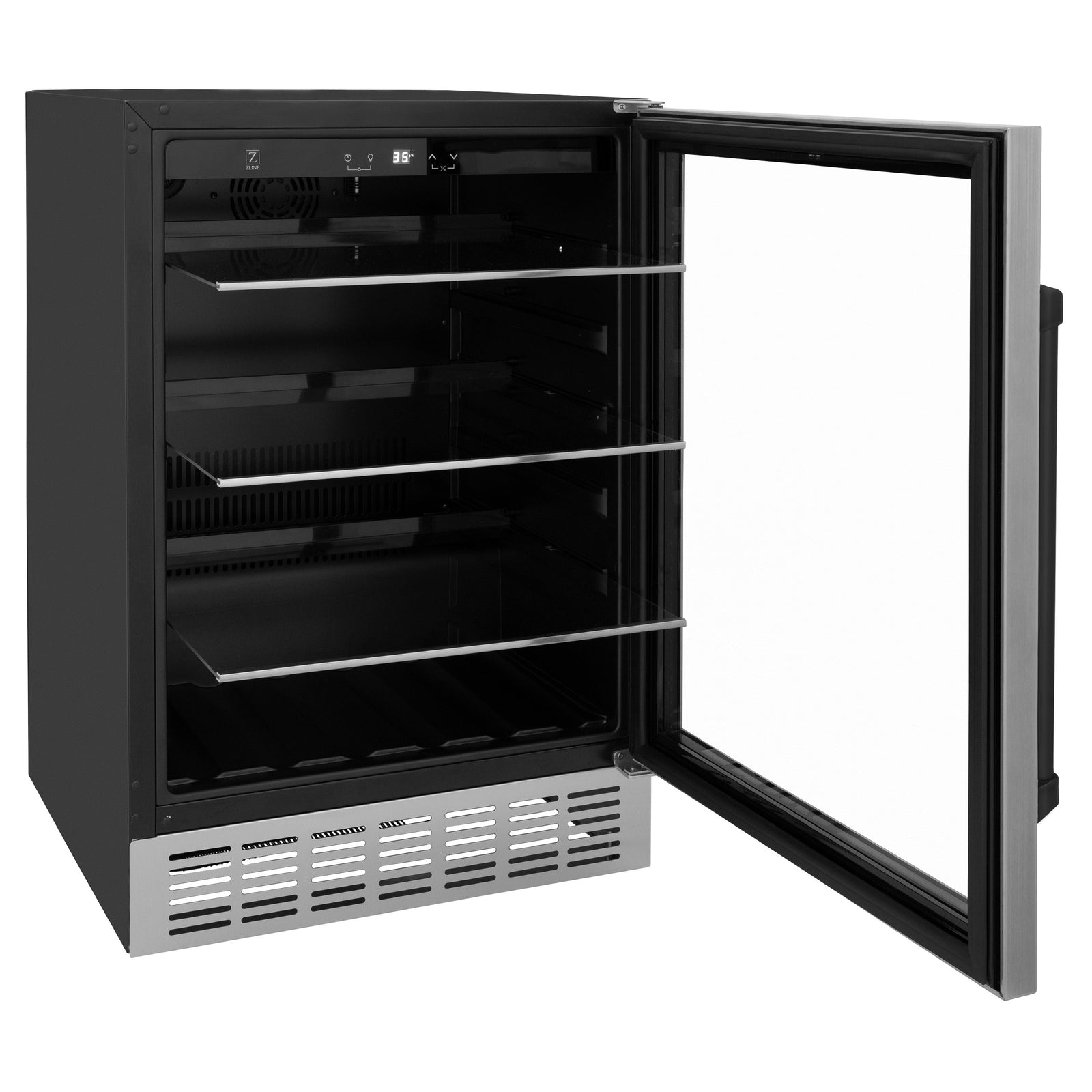 ZLINE 24" Autograph 154 Can Beverage Fridge in Stainless Steel with Black Accents - Monument Series, RBVZ-US-24-MB - Smart Kitchen Lab